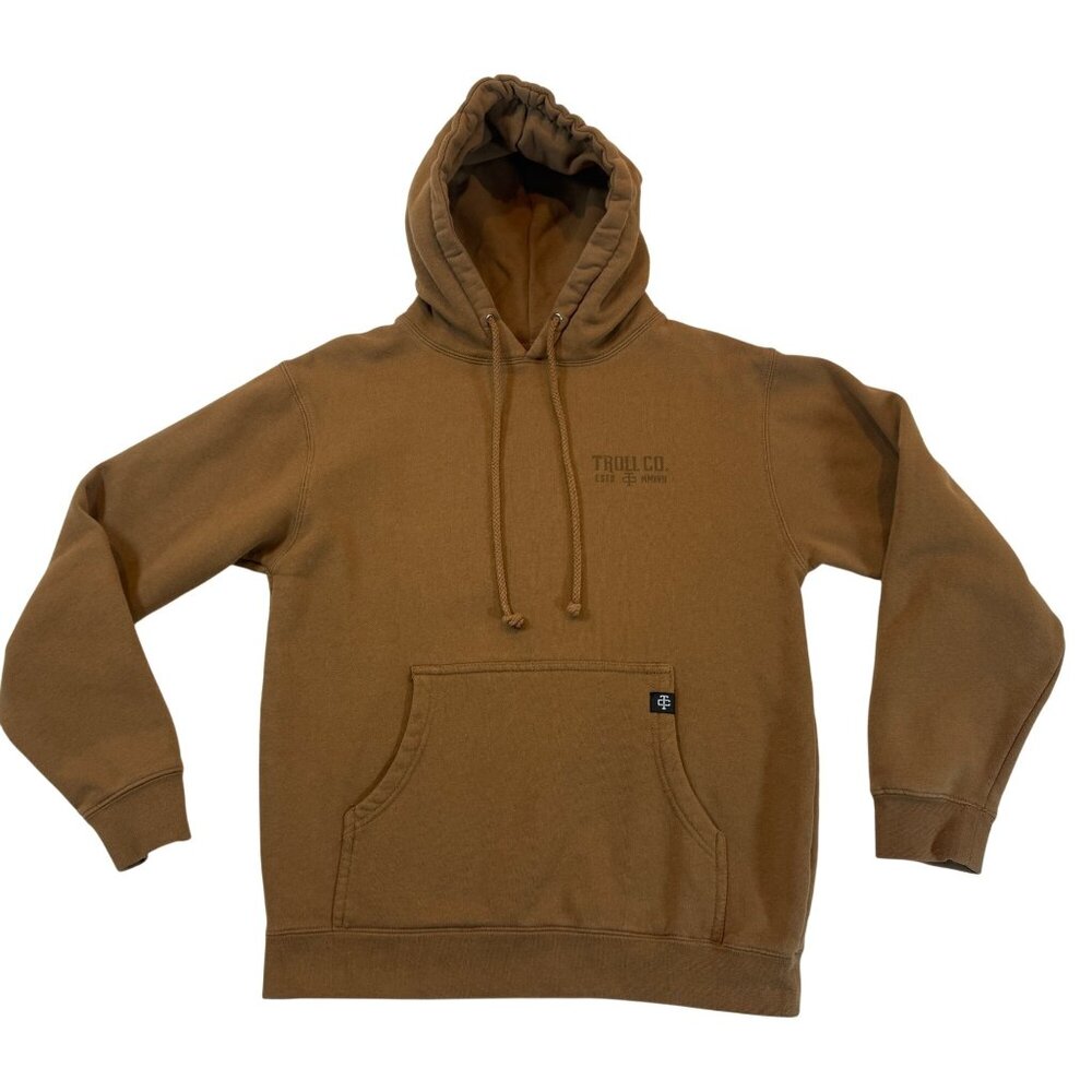 Troll Co Hoodie Brown Pay Me for My Experience Graphic Pullover Men's S Caramel - Picture 2 of 11